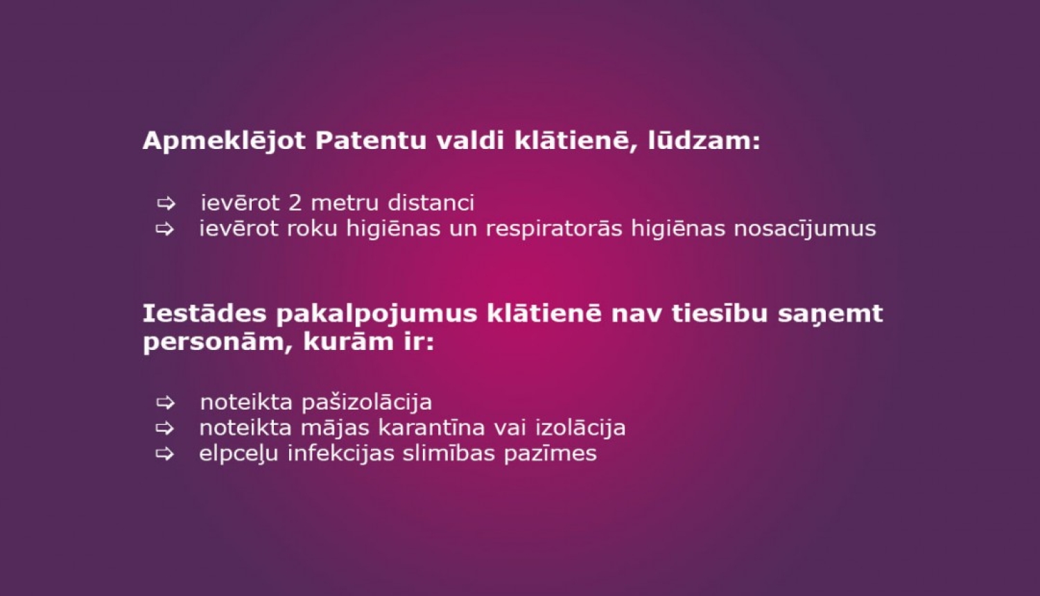 Patentu valde atsāk klientu apkalpošanu klātienē